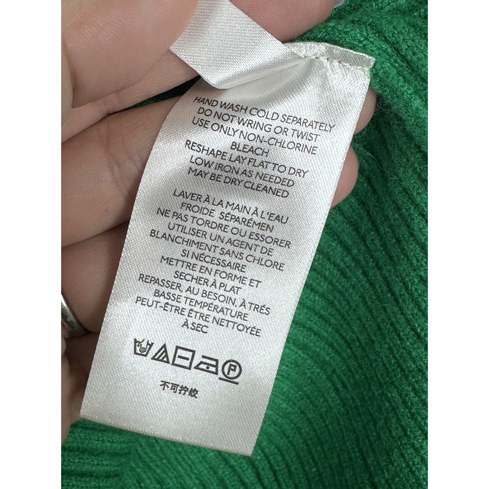 Maeve By Anthropologie Short Sleeve Mock Neck Puff Sleeve Sweater Green Sz SMALL - Picture 6 of 8